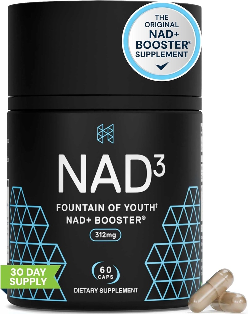 HPN NAD3 Clinical NAD + Booster, Cellular Health & Natural Energy - NAD Supplement for sund aldring, Metabolisk Support, NRF2 & Longevity, Nicotinamid Riboside & NMN Alternativ, 60ct, 30- Day Supply