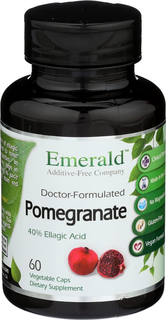 Emerald Labs Pomegranate Extract - Pomegranate Extract (40% Ellagic Acid) & Pomegranate Juice Powder for immunrespons & Heart Support * - 60 vegetabilske kapsler (30- Day Supply)