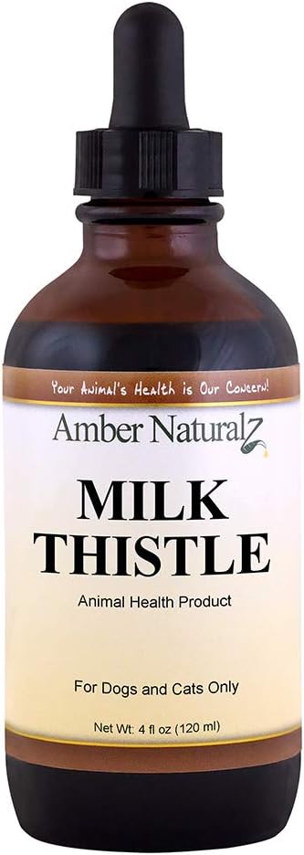 AMBER NATURALZ Milk Thistle Herbal supplement til hunde og katte nogensinde 124; Understøtter normal leverfunktion og afgiftning nogensinde 124; Naturlig støtte til leverstøtte og hudsundhed