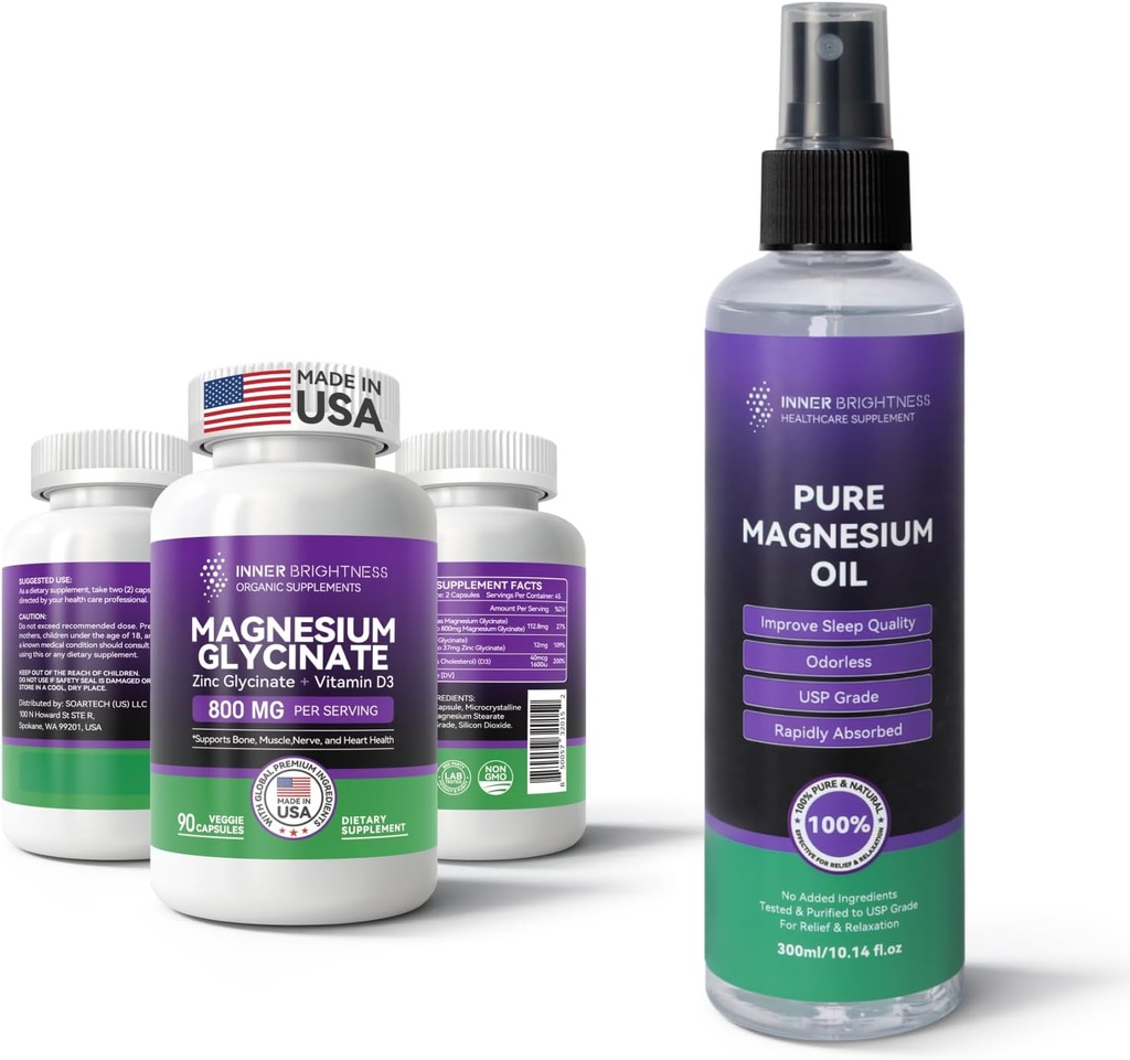 Magnesiumtillæg med Zink & D3- vitamin og Magnesiumolie til kost og søvn
