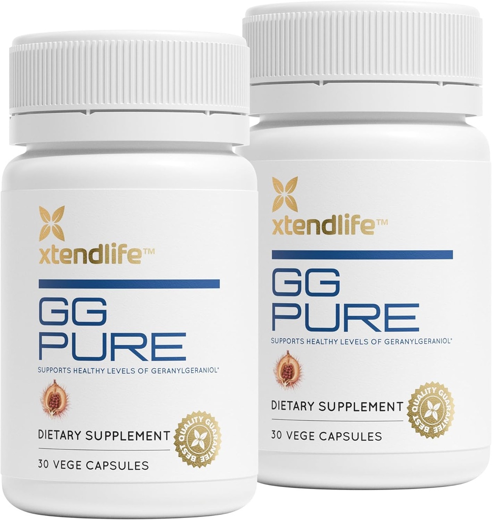 Xtendlife GG Pure Geranylgeraniol for CoQ10, Bone, Muscle & Heart Support - 150mg GG Gold from Annatto Seeds - Ideal for Statin Users - 2 Month Supply (Pack of 2)