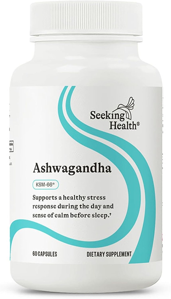 Seeking Health Ashwagandha Extract, Potent 467 mg Natural Ashwagandha with 5% Withanolide, Supports Balanced Mood, Focus, and Sleep, Vegan and Vegetarian (60 Capsules)*