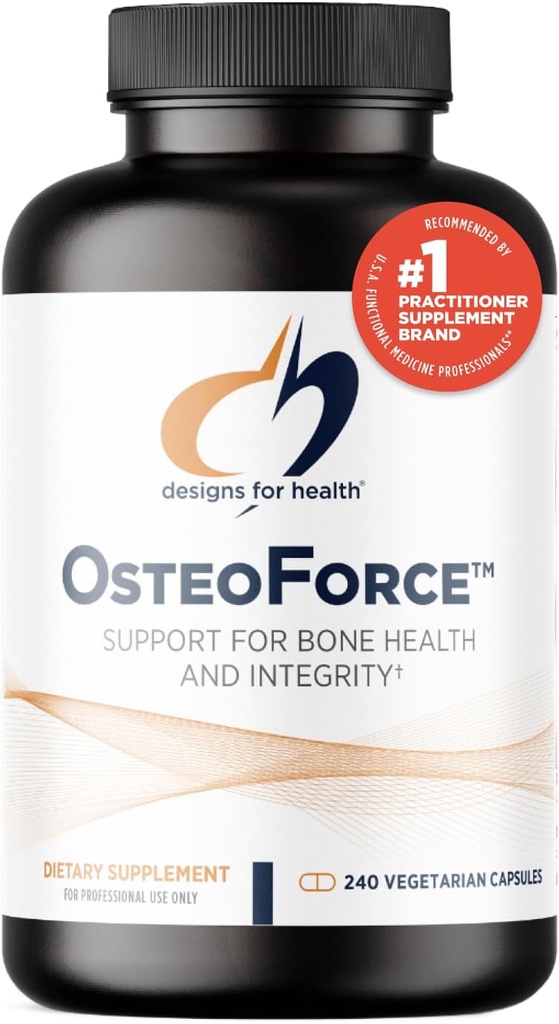 Designs for Health OsteoForce - Premium Bone Support - stærkt absorberbare næringsstoffer - Calcium Malat, Magnesium, Zink Bisglycinate Chelat, Vitaminer D + K - non-GMO, Soy Free (240 kapsler)