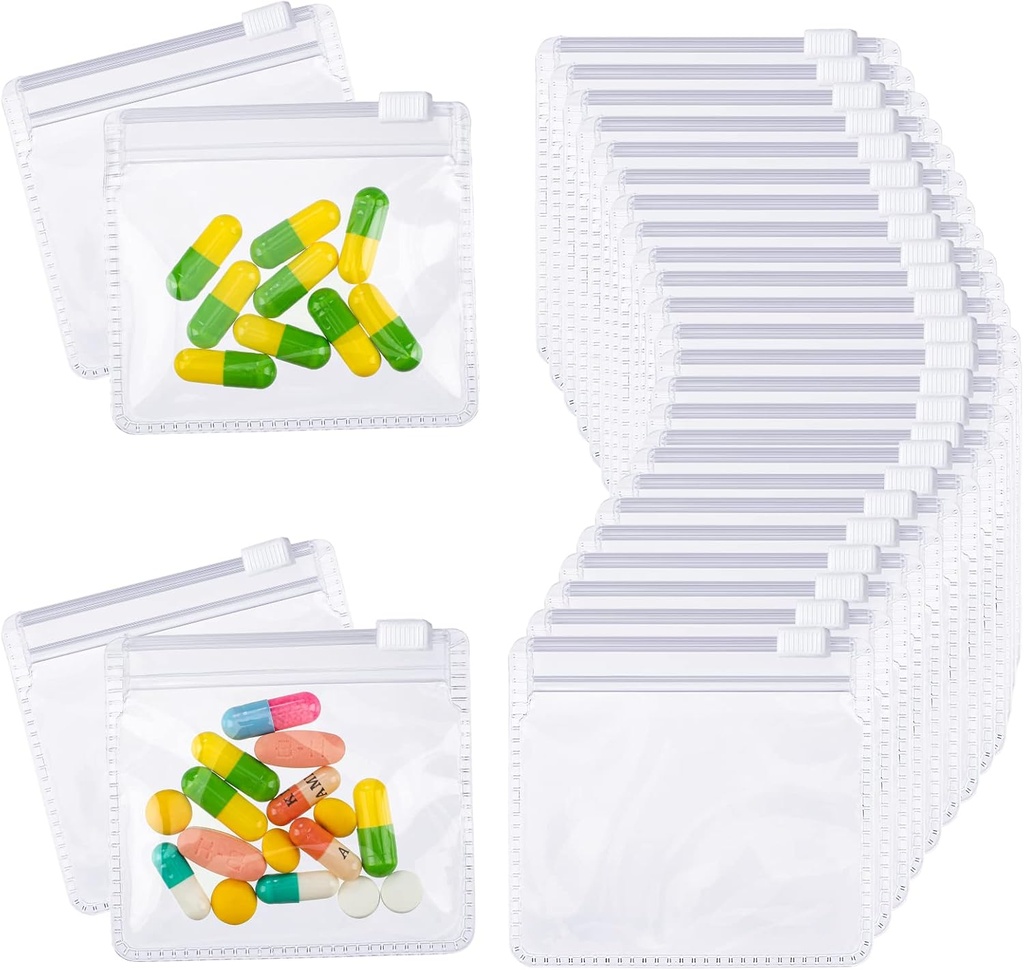 Nuanchu 12 Pieces Pill Pouches Bags Set Reusable Zippered Pill Baggies Clear Plastic Self Sealing Travel Medicine Organizer Storage with Slide Lock for Medicine and Small Items