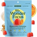 Plant Folk WonderFocus Mushroom Gummies med Lion 's Mane & Cordyceps - Nootrop Brain supplement øger hukommelse, fokus, energi og mad hos voksne Buddy 124; Ingen sukker, 100% Vegan, Citrus Flavor, 60 Greve
