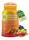 Whole Food Vitamin C Complex - 1450mg Organic Berries - 675 mg C-vitamin per servering, højpotens Antioxidant & immunforsvar med Acerola, Amla og naturlige bioflavonoider - Vegan, Non- GMO, 120 Count