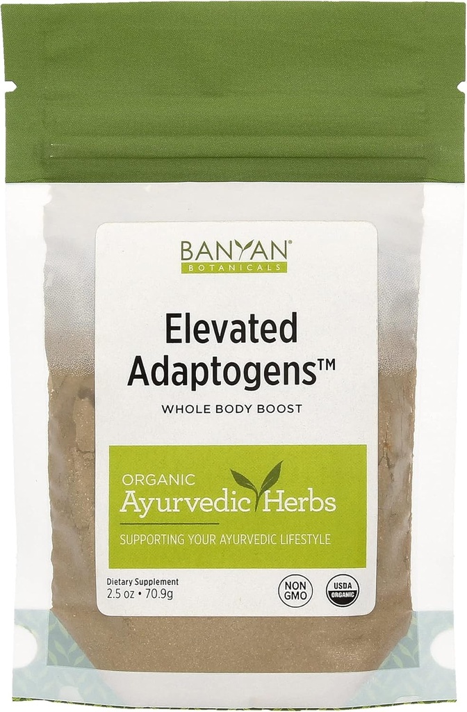 Banyan Botanicals Forhøjede Adaptogens - Organic Superfood Powder med Moringa, Ashwagandha & Tulsi - Caffe- Free Superfood Blend for Herbal Stress Relief * - 2.5oz - Ikke GMO bæredygtigt syret Vegan
