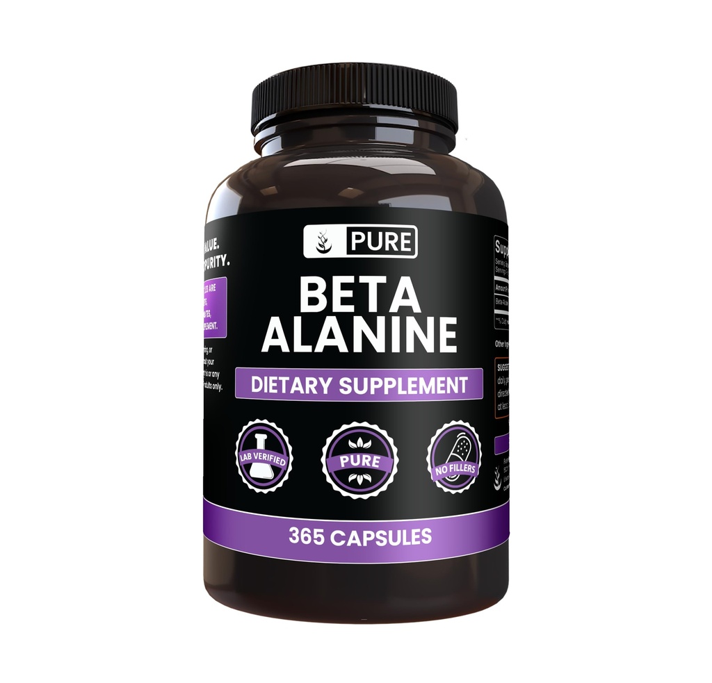 Pure Original Ingredienser Beta Alanine, (365 kapsler) Altid Pure, Ingen tilsætningsstoffer eller Fillers, Lab Verified