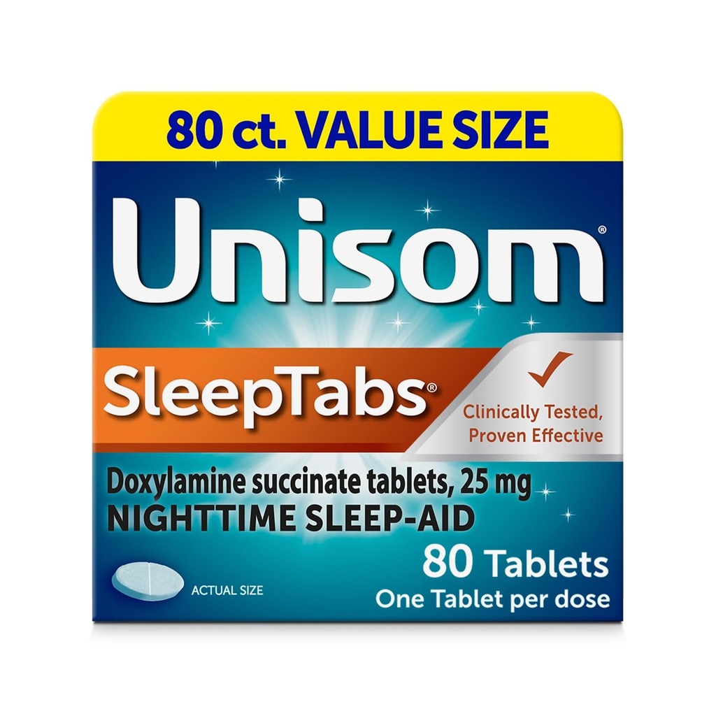Unisom SleepTabs, Nighttime Sleep- aid, Doxylamin Succinate, 80 tabletter