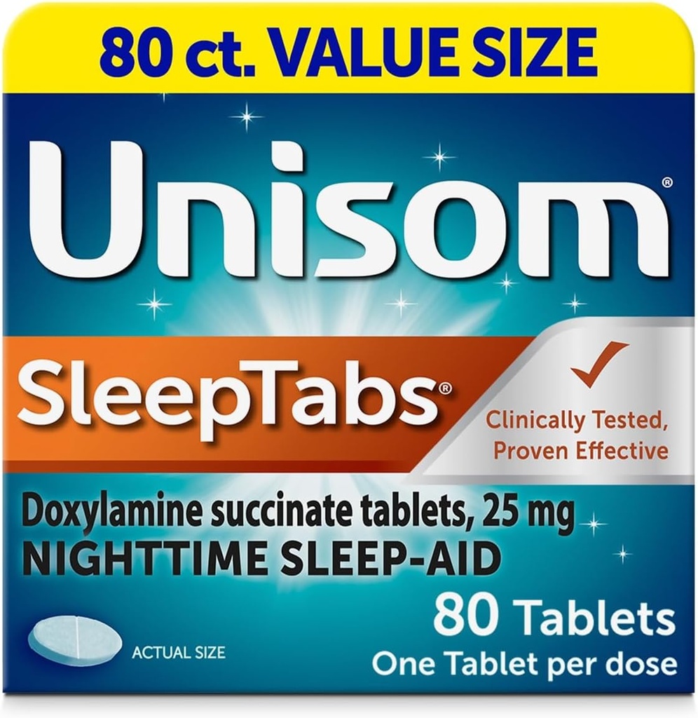 Unisom SleepTabs, Nighttime Sleep- aid, Doxylamin Succinate, 80 tabletter