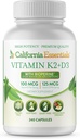 California Essentials Vitamin K2 + VIT D3 5000 IE med BioPerine til maksimal absorption - hjerte, ben, immunsupport - non- GMO, Dairy / Soy / Gluten- Free - 240 Veggie kapsler