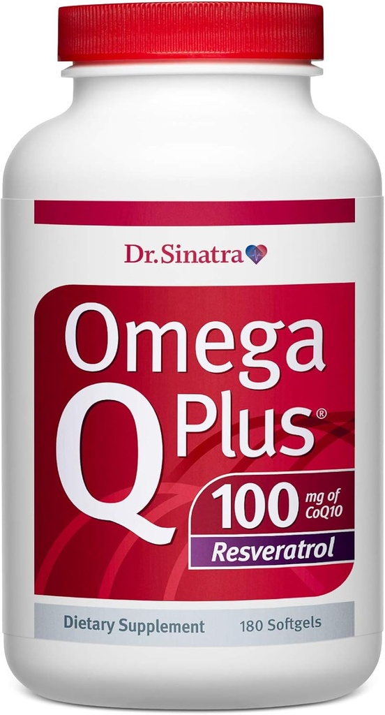 Dr. Sinatra Omega Q Plus 100 Resveratrol - Omega-3 Supplement understøtter hjerte sundhed og giver antioxidant magt med 100 mg CoQ10 og Resveratrol (180 softels)