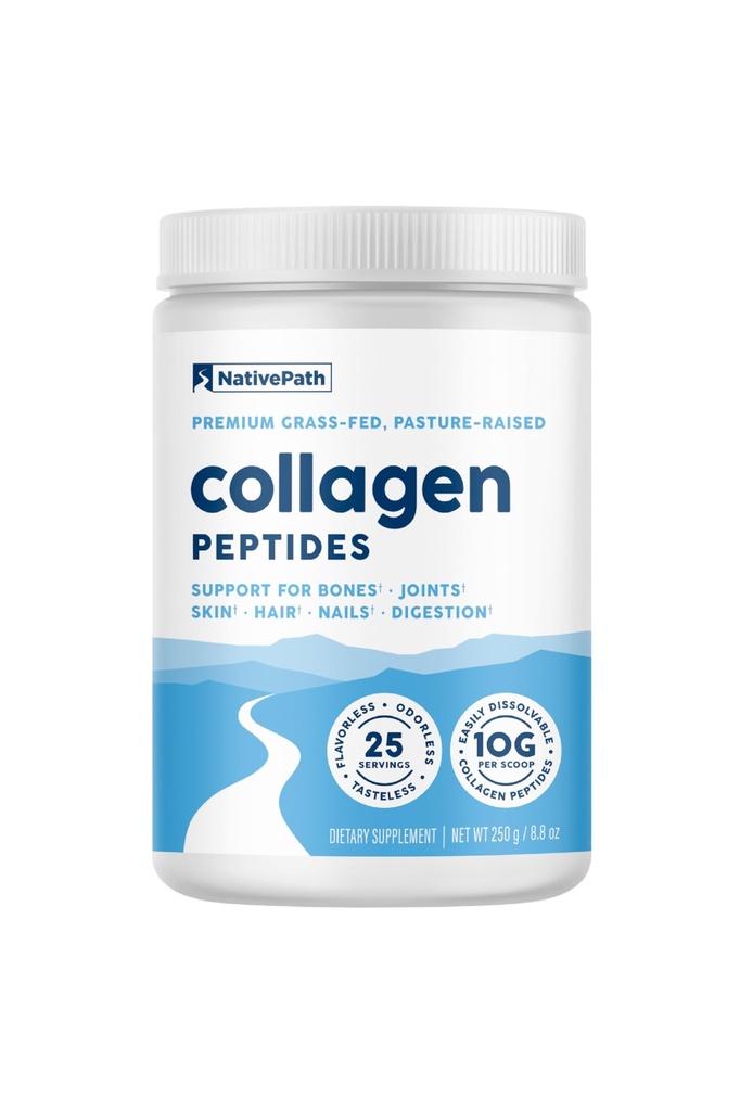NativePath Collagen Peptider - Hydrolyzed Type 1 & 3 Collagen pulver til hud, hår, negle - 8.8 oz (25 Servere)