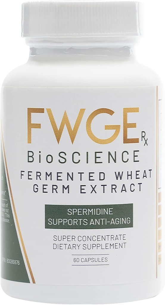 Spermidin Anti- Aging og Cell Fornyelse - Premium Gæret Hvede Germ Uddrag, Autophagy Inducer, Non- GMO, Gluten- fri, Sugar- fri, Vegan, Antioxidant, Natural, 1 flaske 60 kapsler (1 flaske)
