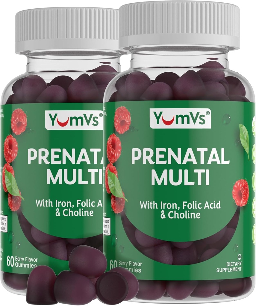 YUM- V 's Yumvs Prenatal Gummies for Women - Prenatal Vitaminer for kvinder med folinsyre, jern & cholin - Vegetarisk & Kosher Graviditet Vitaminer - Kvinder Prenatal Multivitamin - 60 Greve 2 pk