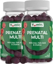 YUM- V 's Yumvs Prenatal Gummies for Women - Prenatal Vitaminer for kvinder med folinsyre, jern & cholin - Vegetarisk & Kosher Graviditet Vitaminer - Kvinder Prenatal Multivitamin - 60 Greve 2 pk