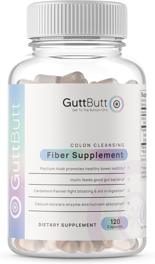 Vegan Cleanliness Fiber Supplement | Helps Promote Digestive Regularity | Psyllium Husk, Inulin, Cardamom, Fennel Seed, Calcium Carbonate | Proprietary Formula | 120 Vegan Capsules