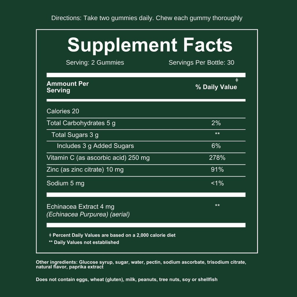 WEEM immunforsvar Gummies - C-vitamin - Zink - Echinacea - Health System Support - Alternativ til piller, Gluten- fri, Naturligt supplement til børn og voksne - 3 Pack