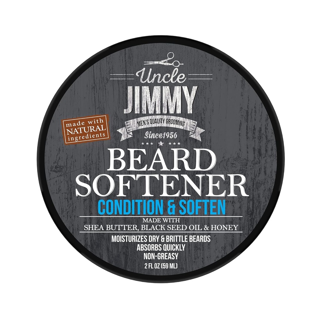 Onkel Jimmy Beard blødgøringsmiddel, Conditioning Balm til mænd Buddy 124; Hydrater, Smooths, Adds Shine & Tames Flyaway Hår Buddy 124; Lavet med Shea Butter, Honning 2 Fl Oz