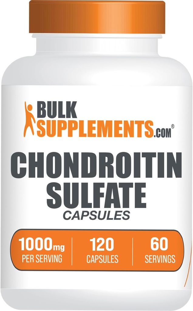 Bulkaddiments.com Chondroitin Sulfate Capsules - Nutritional Supplement, Chondroitin Sulfate 1000 mg - Gluten Free, 2 Kapsler per servering, 120 Greve (pakke med 1)