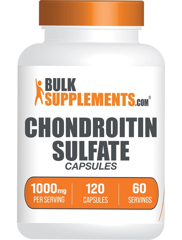 Bulkaddiments.com Chondroitin Sulfate Capsules - Nutritional Supplement, Chondroitin Sulfate 1000 mg - Gluten Free, 2 Kapsler per servering, 120 Greve (pakke med 1)