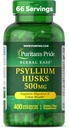 Puritan 's Pride Herbal Ease ® Psyllium Husks 500mg, Kosttilskud til fordøjelse, kolon, og hjerte sundhed støtte, Daily Fiber Kapsler, 2 Måned Supply, 400 Rapid Release Kapsler