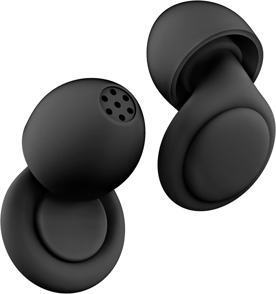 2 Noise Cancelling Ear Plugs, Beinkap Sleeping Earplugs with 12 Silicone Soft Reusable Ear Tips for Social Gatherings, Work, Sleeping, Concerts, Parenting, Conversation, 28 dB Noise Reduction
