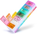 Ekstra Stor Ugentlig Pill Organizer 2 gange om dagen - Betife 7 Day Pill Box, AM PM Pill Case med Double Layer Jumbo Segment for piller, Vitamin, Fish Oil, Kosttilskud (hvid)