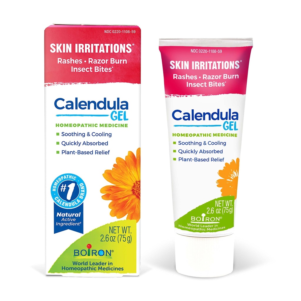 Boiron Calendula Gel Relief fra udslæt, hudirritationer, Razor Burn, eller Insect Bites - Non- Greasy og Fragrance- Free - 2.6oz