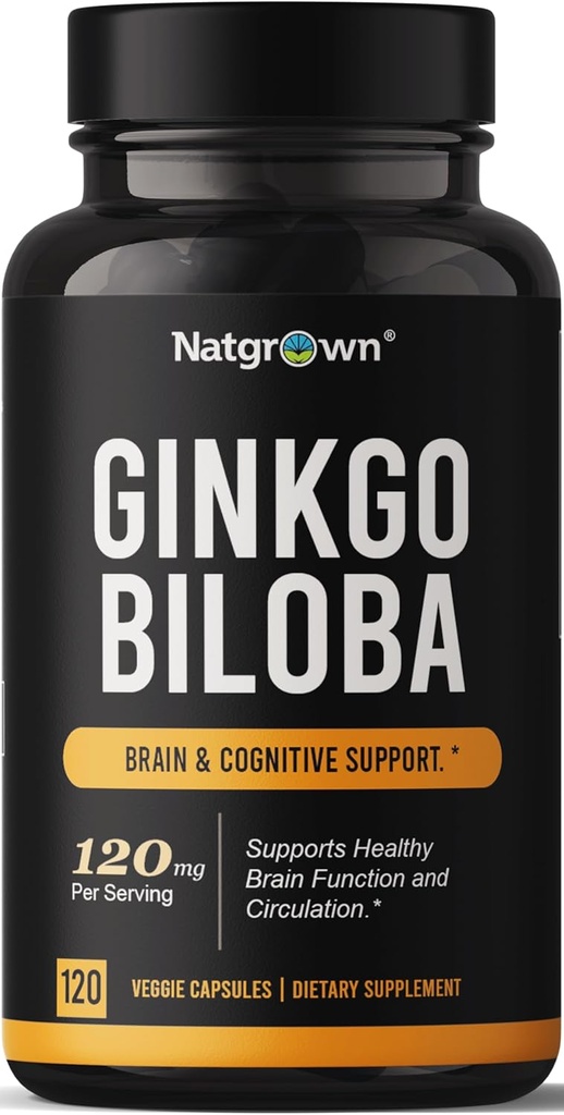 Natgrown Ginkgo Biloba 120mg - Extra Strength Ginkgo Biloba Extract Kapsler - 120 Greve