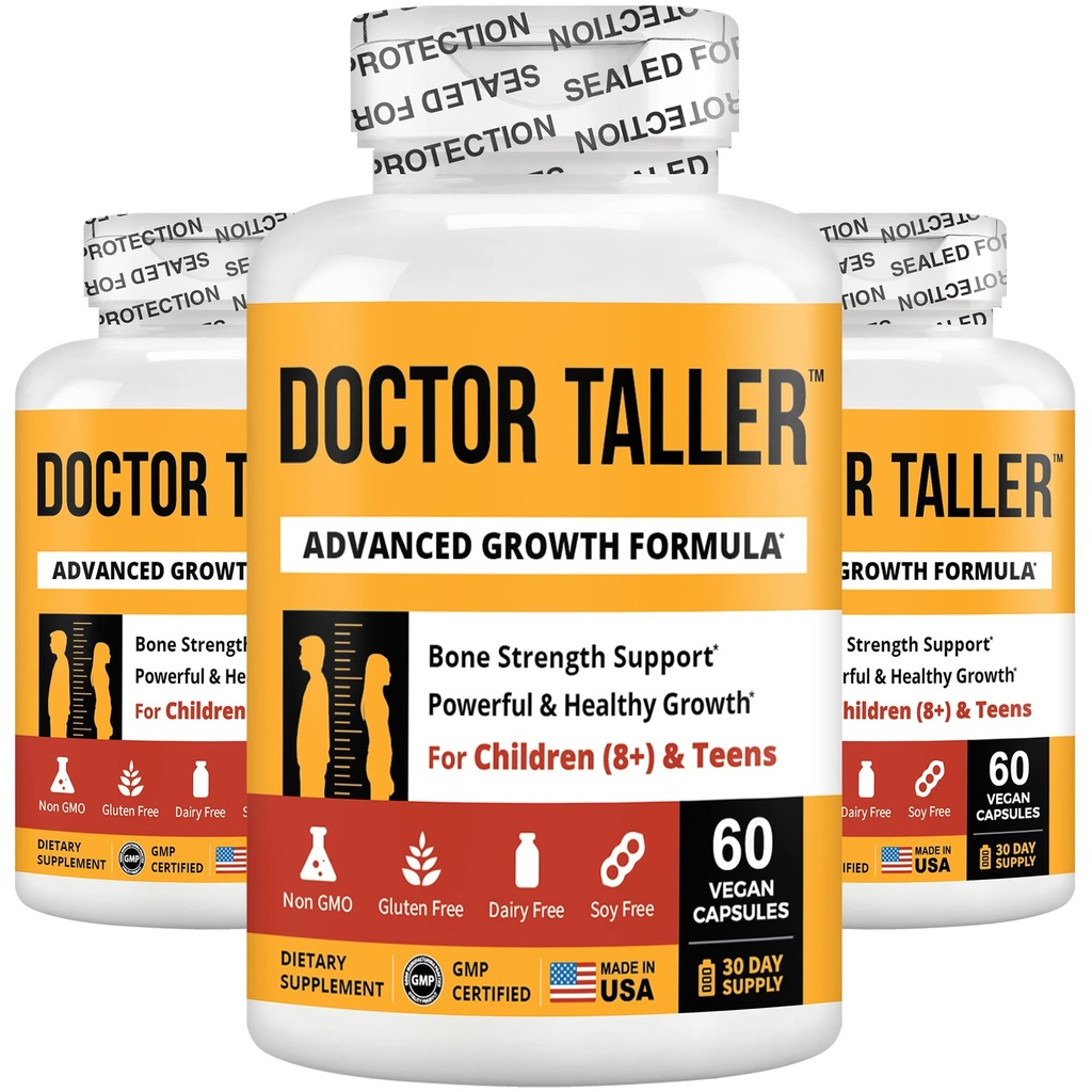 NuBest Doctor Taller - Højde Vækst Formel - Understøtter Højde Vækst og Immunitet - Keto med Calcium, Vitamin D3, Vitamin K2, Aminosyrer & Urter til Børn (8 +) - 3 Pack Budd124; 3 Måned Supply