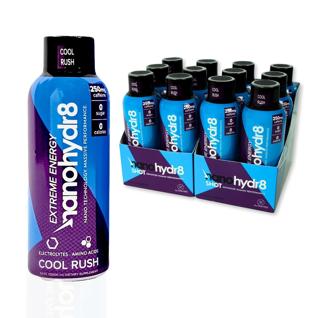 Nanohydr8 Workout Energy Drikke med Nanoteknologi til hurtig hydrering og elektrolyte Inddrivelse, 4 Ounce, Cool Rush ekstrem 12 Pack