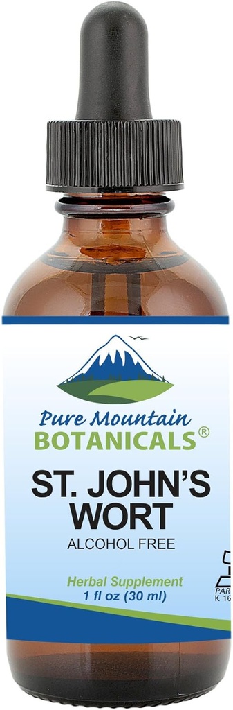 Pure Mountain Botanicals St Johns Wort Tinktur - Kosher Liquid St. John 's Wort Alkohol- Free Extract 500mg Vegan Supplement