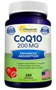 aSquared Nutrition CoQ10 (200 kapsler og 200 mg) - High Absorption Vegan CO Q- 10 Powder - Enzyme Ubiquinone supplement piller, Ekstra antioxidant Coenzym Q10 Vitamin, Coq 10 Alernative to Softgels