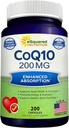 aSquared Nutrition CoQ10 (200 kapsler og 200 mg) - High Absorption Vegan CO Q- 10 Powder - Enzyme Ubiquinone supplement piller, Ekstra antioxidant Coenzym Q10 Vitamin, Coq 10 Alernative to Softgels