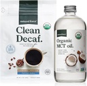 Natural Force Organic Clean Decaf Coffee + Organic MCT Oil Bundle - 100% Pure Coconut MCTs & Mold & Mycotoksin Free Coffee - Non-GMO, Keto, Paleo, og Vegan - 12 Oz og 16 Oz