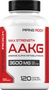 Piping Rock AAKG Supplement: 124; 120 kapsler: 124; 3600 mg: 124; Arginin Alpha- Ketoglutarat: Supplement: 124; Nitro- oxid Enhancer: 124; Max Styrke: 124; Vegetar, Non- GMO, Gluten Free