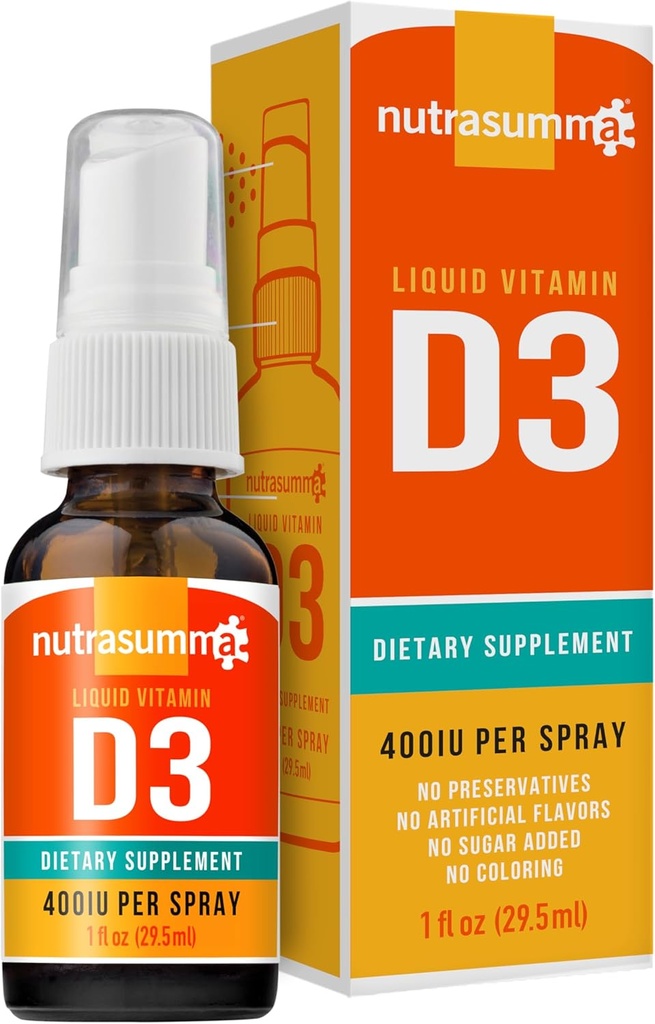 Nutrasumma D3 1000 IE Spray -1oz - naturligt høj Absorptionsrate understøtter ben øger immunsystemet Vitamin supplement