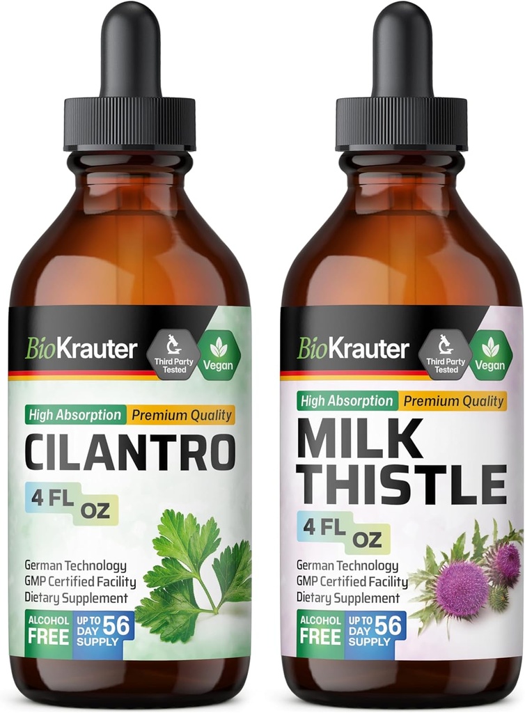 BIO KRAUTER Cilantro Tinktur 4 Fl. Oz. & Milk Thistle Tinktur 4 Fl. Oz.