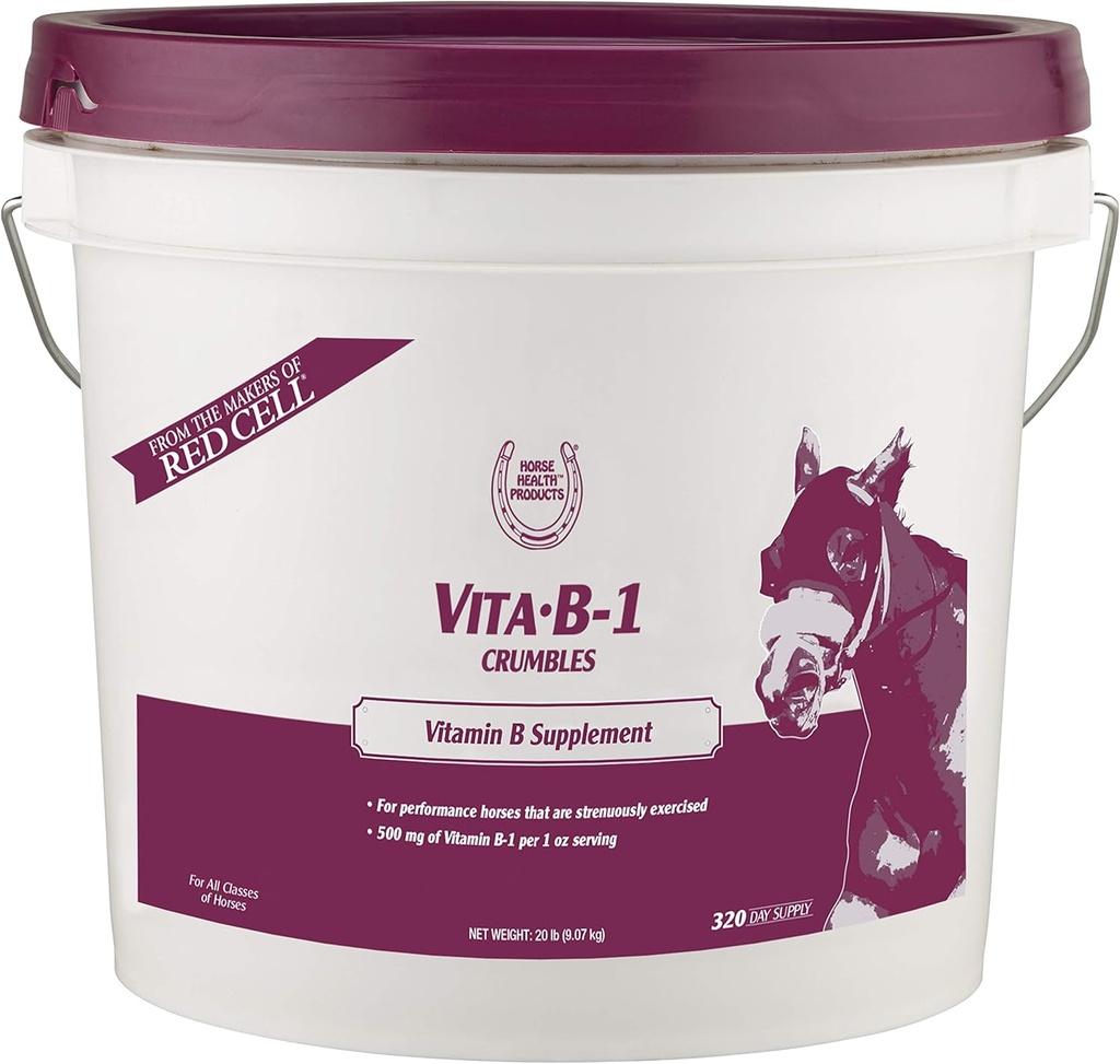 Farnam Horse Health Vita B-1 Crubles Supplement til heste, Understøtter optimal muskelaktivitet og stofskifte for ydeevne, 20 pounds, 320 dages forsyning