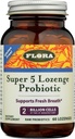 Flora - Super 5 Lozenge Probiotic, Raspberry Flavored Oral Probiotic, God for dårlig ånde, Fem Stammer med 2 Millioner CFU, Regain and Retain Gut Health, RAW, 60 Lozenges