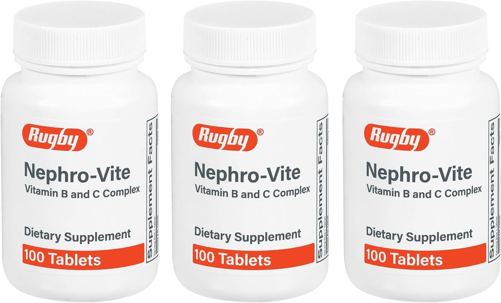 Rugby Nefro- Vite vitamin B og C Complex tabletter - Kosttilskud - 100 Tæl (3 Pack)
