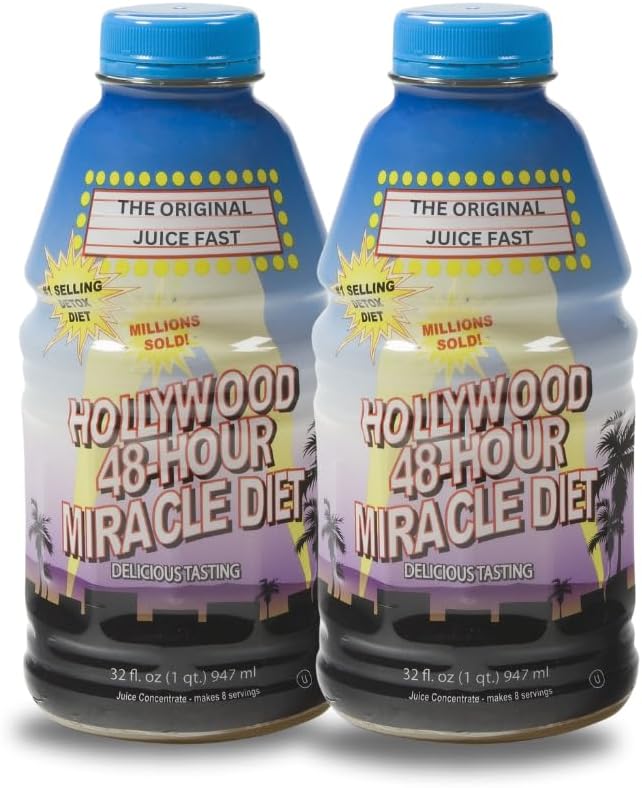 Hollywood Diet - 48-timers Miracle Fruit Juice Cleanse Diet 2- Pack, Detox Cleanse for Weight Loss & Foryngelse, Food Erstatning, Fast Active Diet, Weight Loss Drink, 32 Fl. Oz.