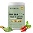 Superfood Red & Greens Powder - 11.64 oz, Prebiotika & Probiotika til fordøjelsessygdomme, Super Green Powder med Ashwagandha til Gut Health, Immunitet, Antioxidanter, Vegan, Non- GMO