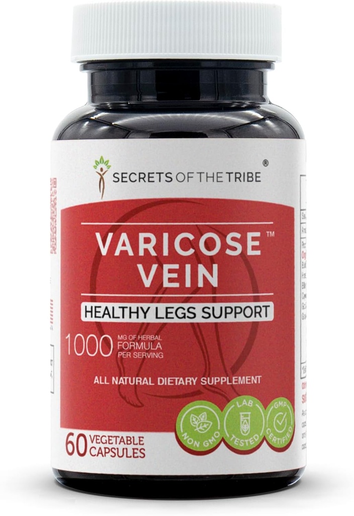Secrets of the Tribe - Varicose Vein, Sund Ben Support, Herbal Supplement Blend (60 kapsler)