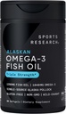 Sportsforskning Triple Strength Omega 3 Fish Oil - Burpless Fish Oil Supplement w / EPA & DHA Fedtsyrer fra Single- Source Wild Alaska Pollock - 1250 mg, 90 ct