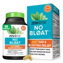 Zenwise Health No Bloat fordøjelsesenzymer til Gut Health, Gas & Bloating Relief - Multi Enzymes fordøjelse tillæg med probiotika, Ingefær, gurkemeje Mælkebøtte & Lactase - Mænd og kvinder - 60 Greve