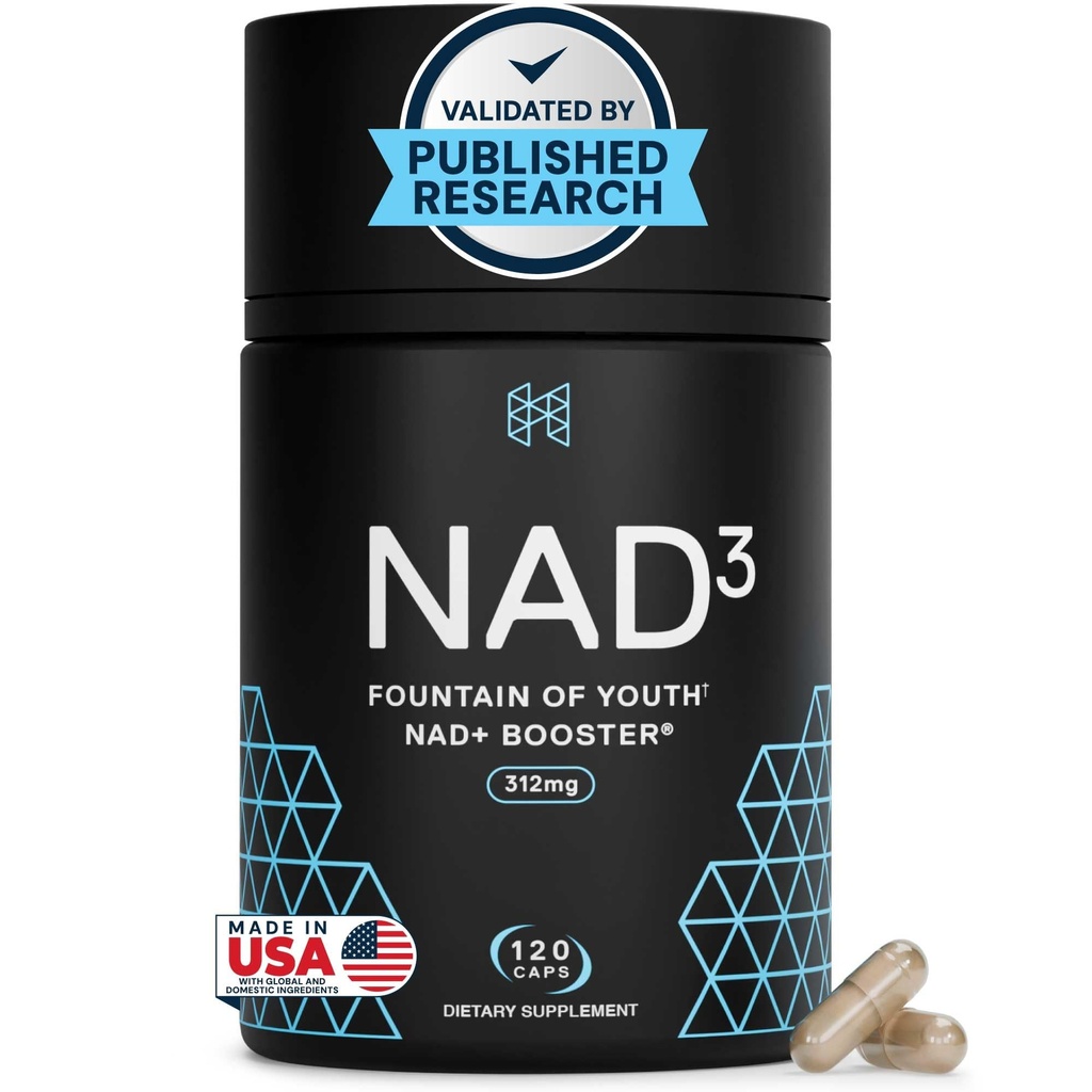 HPN NAD3 Clinical NAD + Booster, Cellular Health & Natural Energy - NAD Supplement for sund aldring, Metabolisk Support, NRF2 & Longevity, Nicotinamid Riboside & NMN Alternativ, 120ct, 60- Day Supply