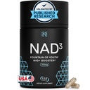 HPN NAD3 Clinical NAD + Booster, Cellular Health & Natural Energy - NAD Supplement for sund aldring, Metabolisk Support, NRF2 & Longevity, Nicotinamid Riboside & NMN Alternativ, 120ct, 60- Day Supply