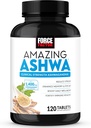 FORCE FACTOR Amazing Ashwa, KSM- 66 Ashwagandha tillæg til stress relief, fokus, hukommelse, immunforsvar, med vitaminer, mineraler & antioxidanter, Cortisol Kosttilskud til kvinder, 120 tabletter